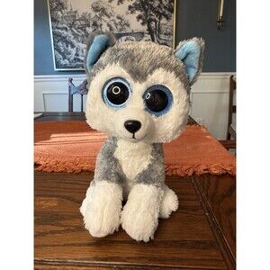 Ty Beanie Boos Slush the Husky Plush 9” Gray White Blue Eyes No Hang Tag